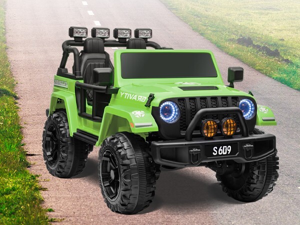 ZEOPHOL Ride On Truck Jeep 12V Electric Kids Toys Car 2 Seater 3 Speeds Green