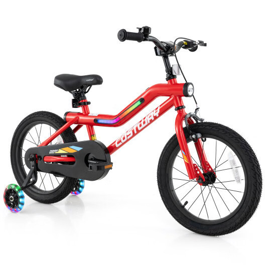 Patented 16 Inch Kids Bike with LED Lights Adjustable Carbon Steel Bicycle for 4
