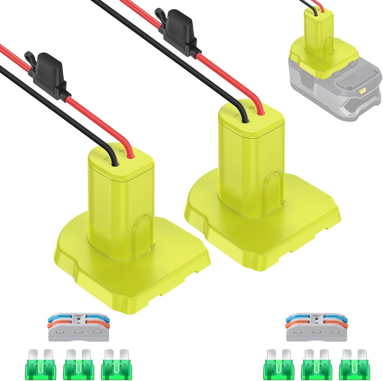 Ryobi 18V Battery Power Wheels Adapter Set – Includes 30 Amp Fuses & Terminals