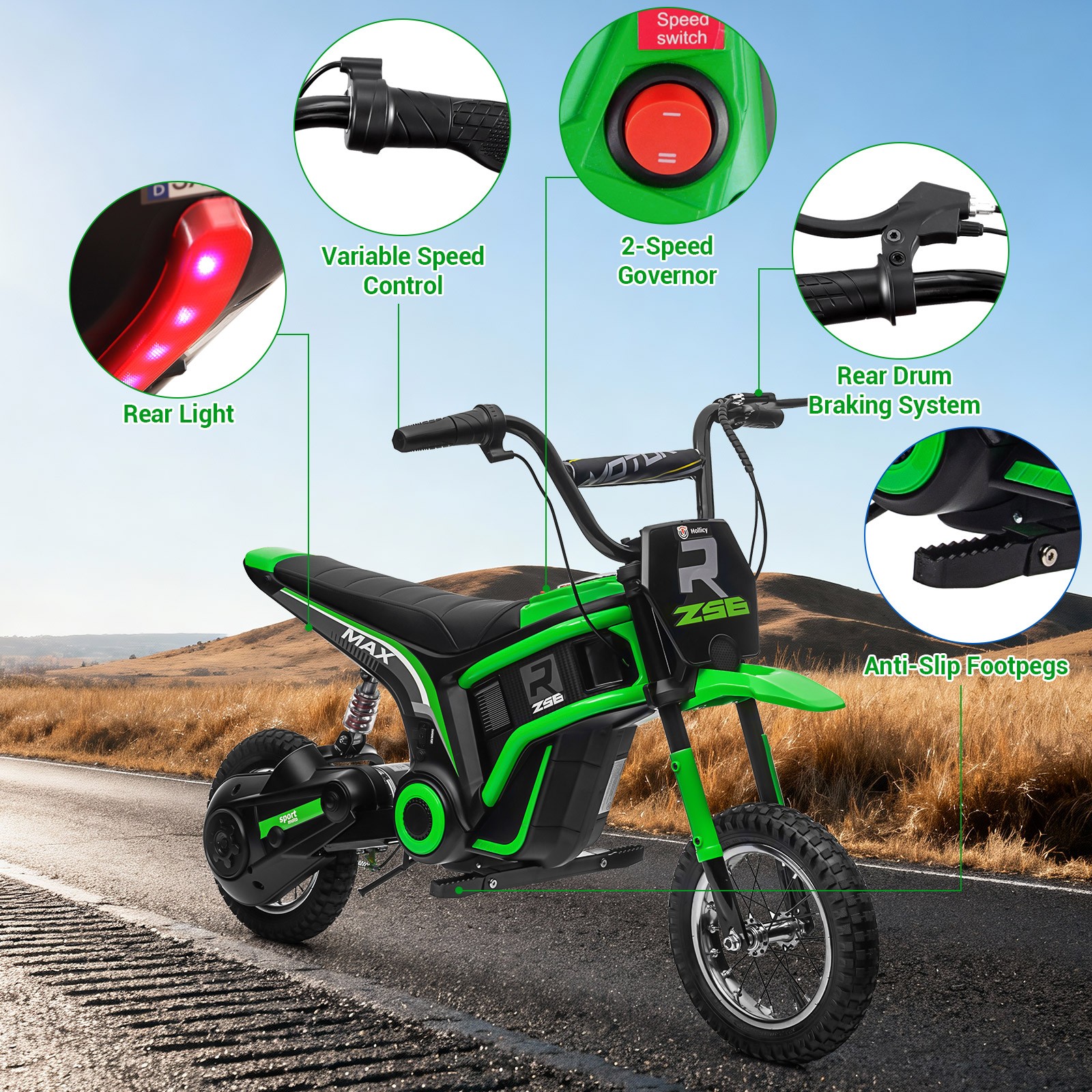Kids Electric Off-Road Ride On Dirt Bike Motorcycle 24V 350W Max Load 132 Lbs