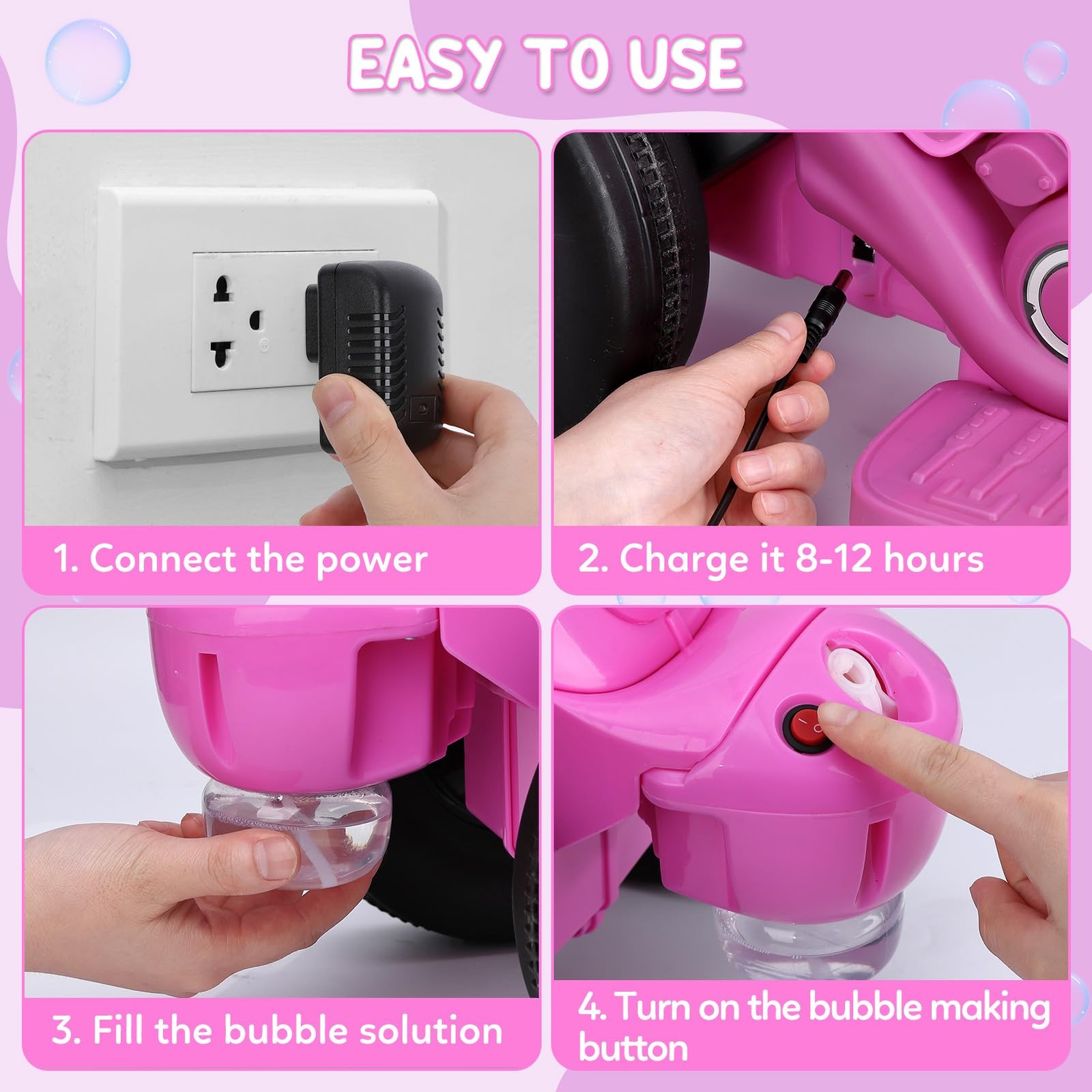 Kids Ride on Bubble Car, Hetoy 6V Battery Powered Electric Large, Pink
