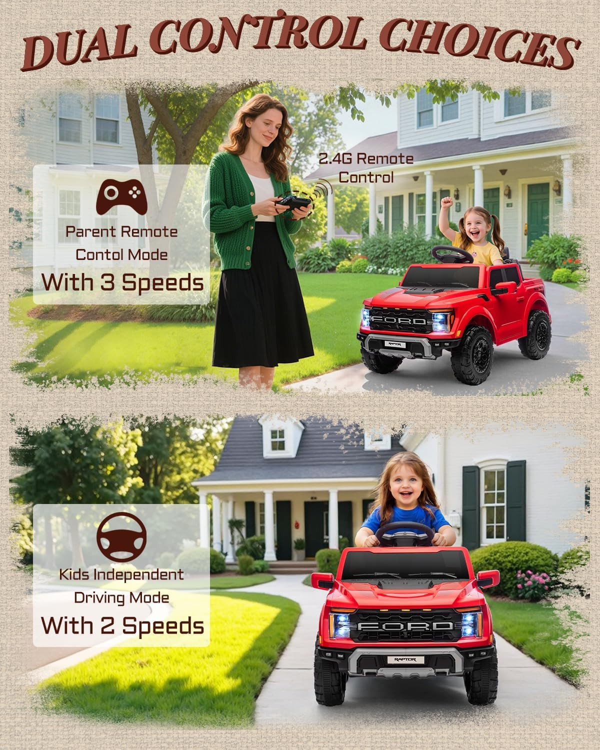 Licensed Ford F-150 Raptor 12 Volt Kids Ride on Car, Ride on Toys for Kids with