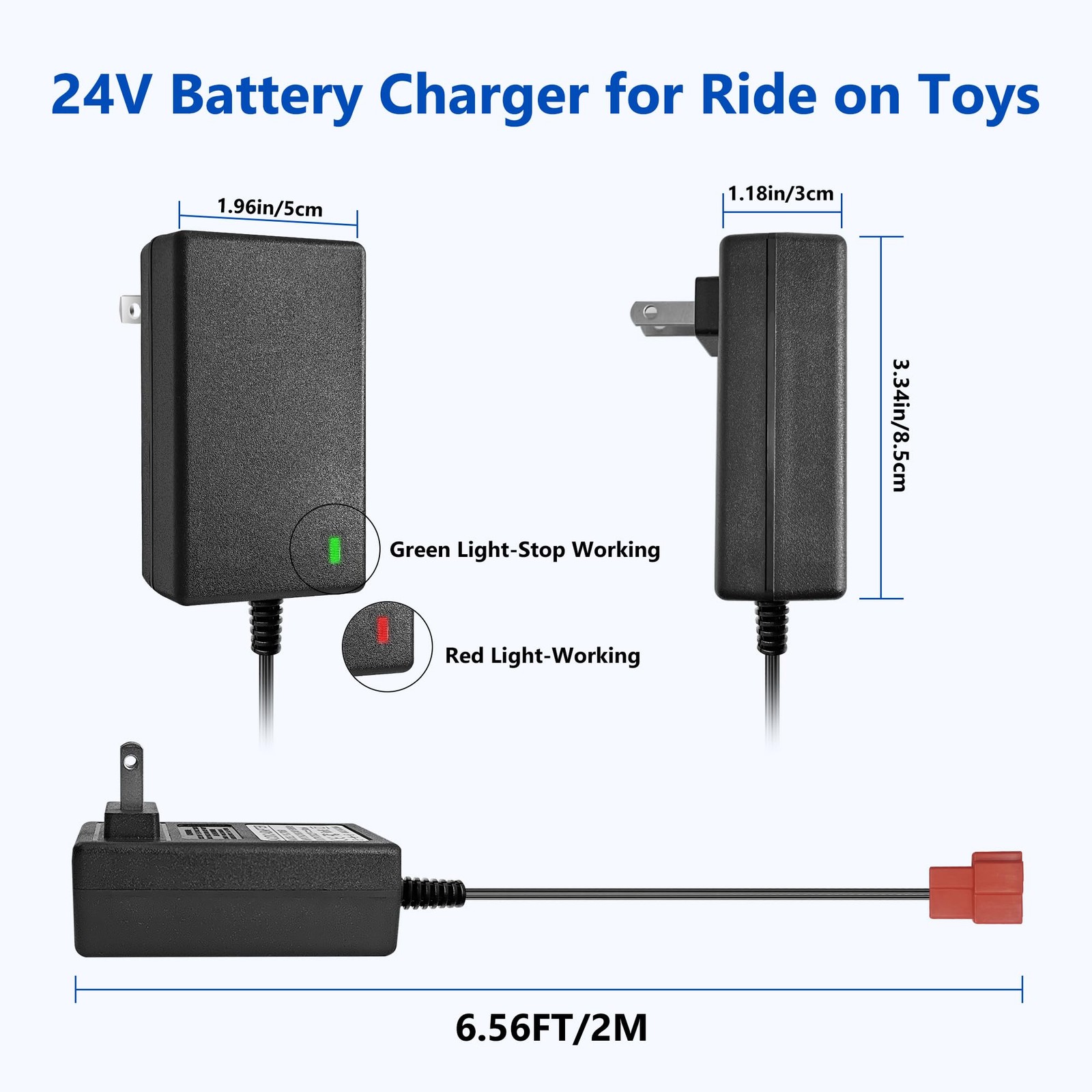 24V Battery Charger Compatible with Ride On Toys for Kids, Charger, black