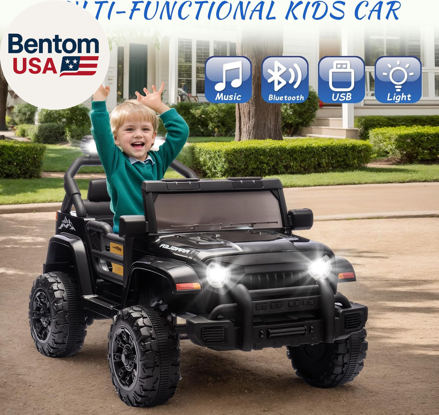 Ride on Truck Car, 12V Kids’ Electric Vehicles W/Parents Control, Ride on Toys f