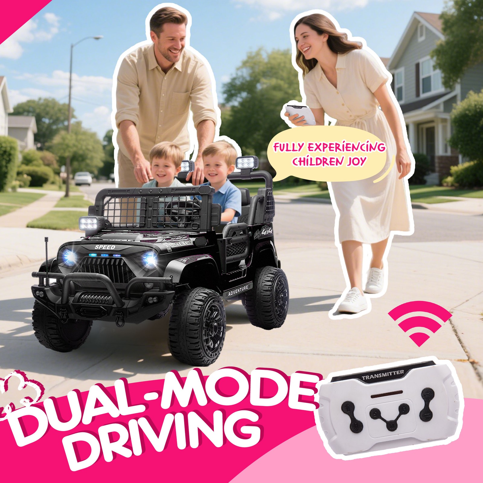 24V 100W*2 Two-seater Kids Ride On Car RC 4-Wheel Shock Absorption for kids 3-8