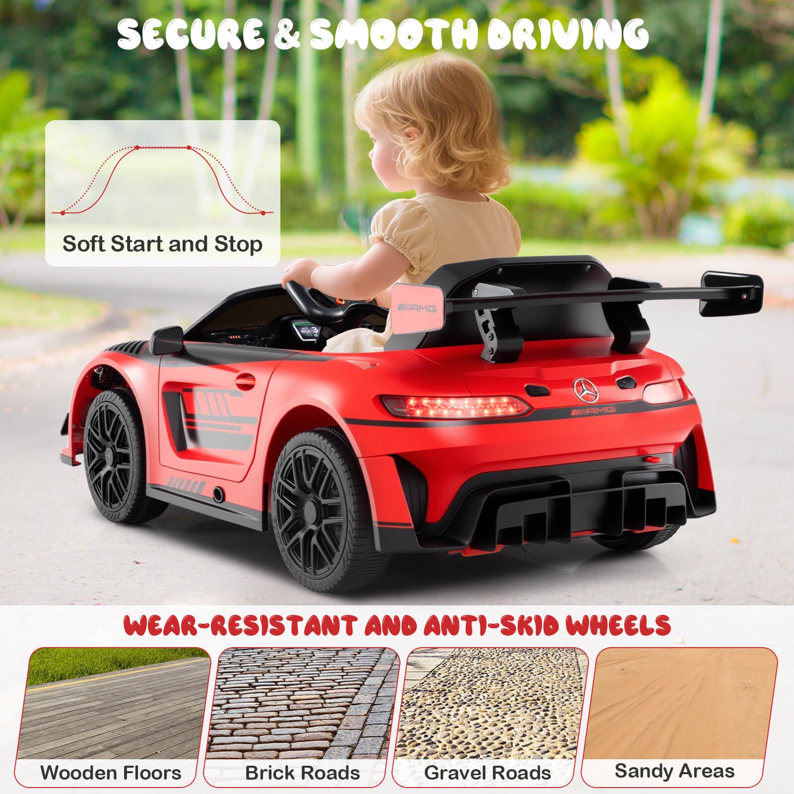 Ride on Car Licensed Mercedes-AMG GT3 Kids Car w/ Remote Control 3 Speeds