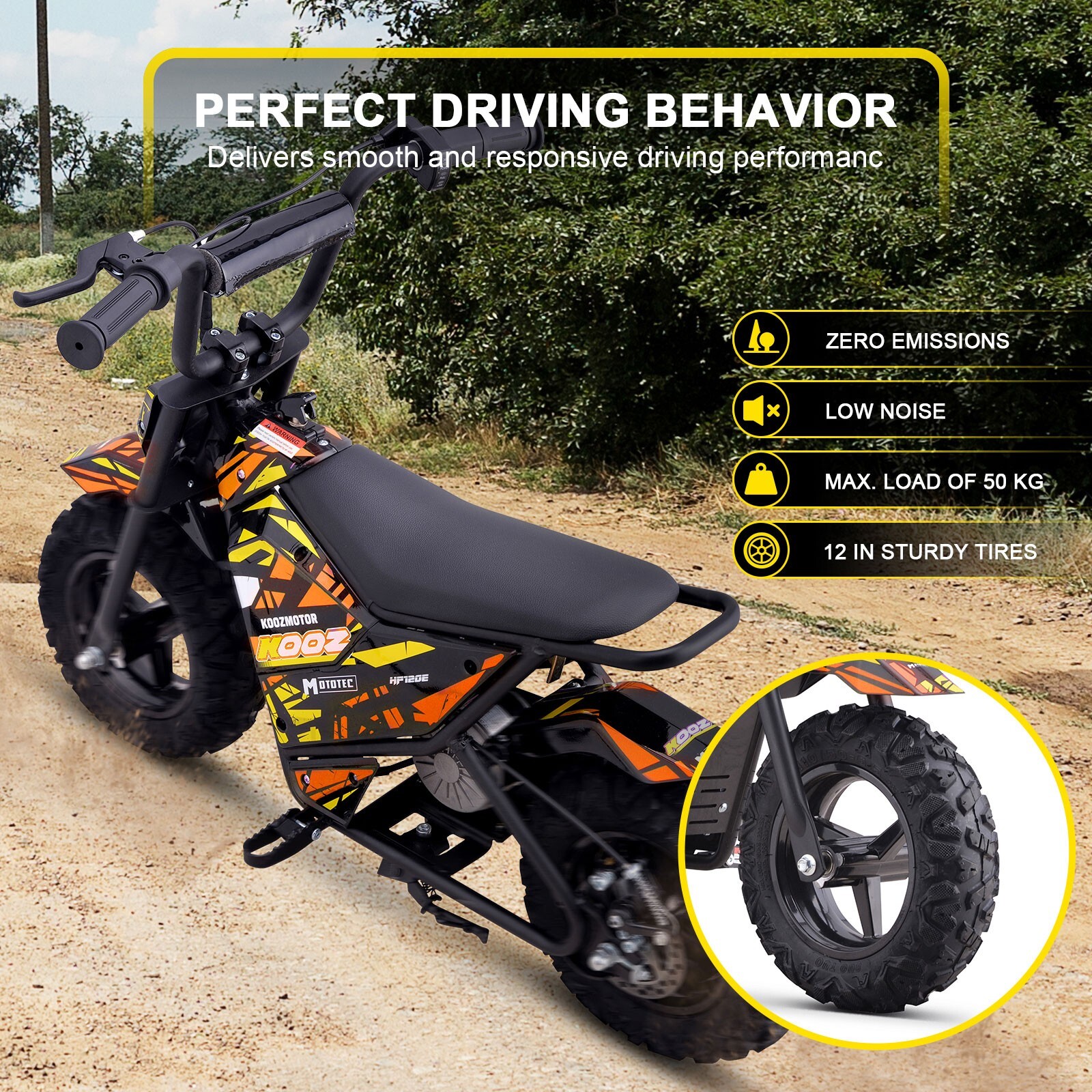 MotoTec 24V 250W Electric Mini Bike – Orange | Kids Ride-On Dirt Bike✅