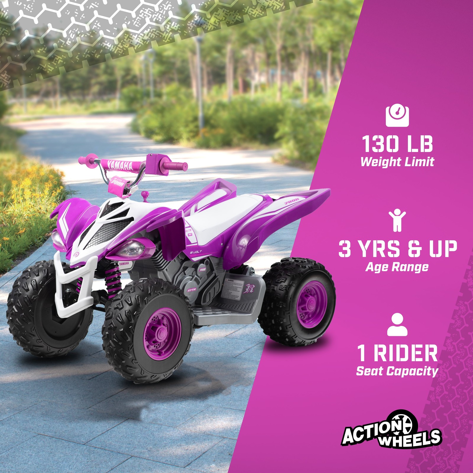 Raptor ATV 12-Volt Battery-Powered Ride-On ATV – Purple and White for Girls Ages