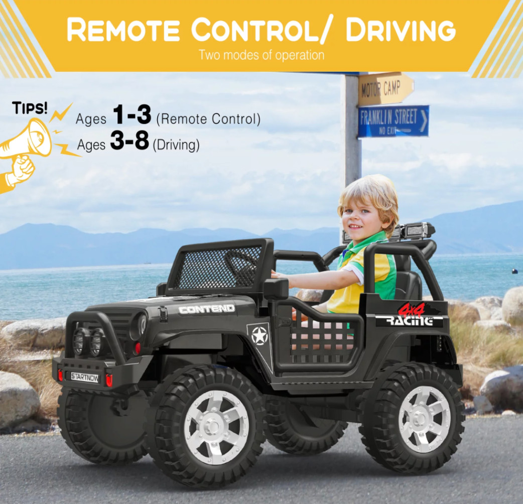 12V Kids Ride On Car Jeep Electric Truck Off-Road Vehicle Remote Control LED MP3