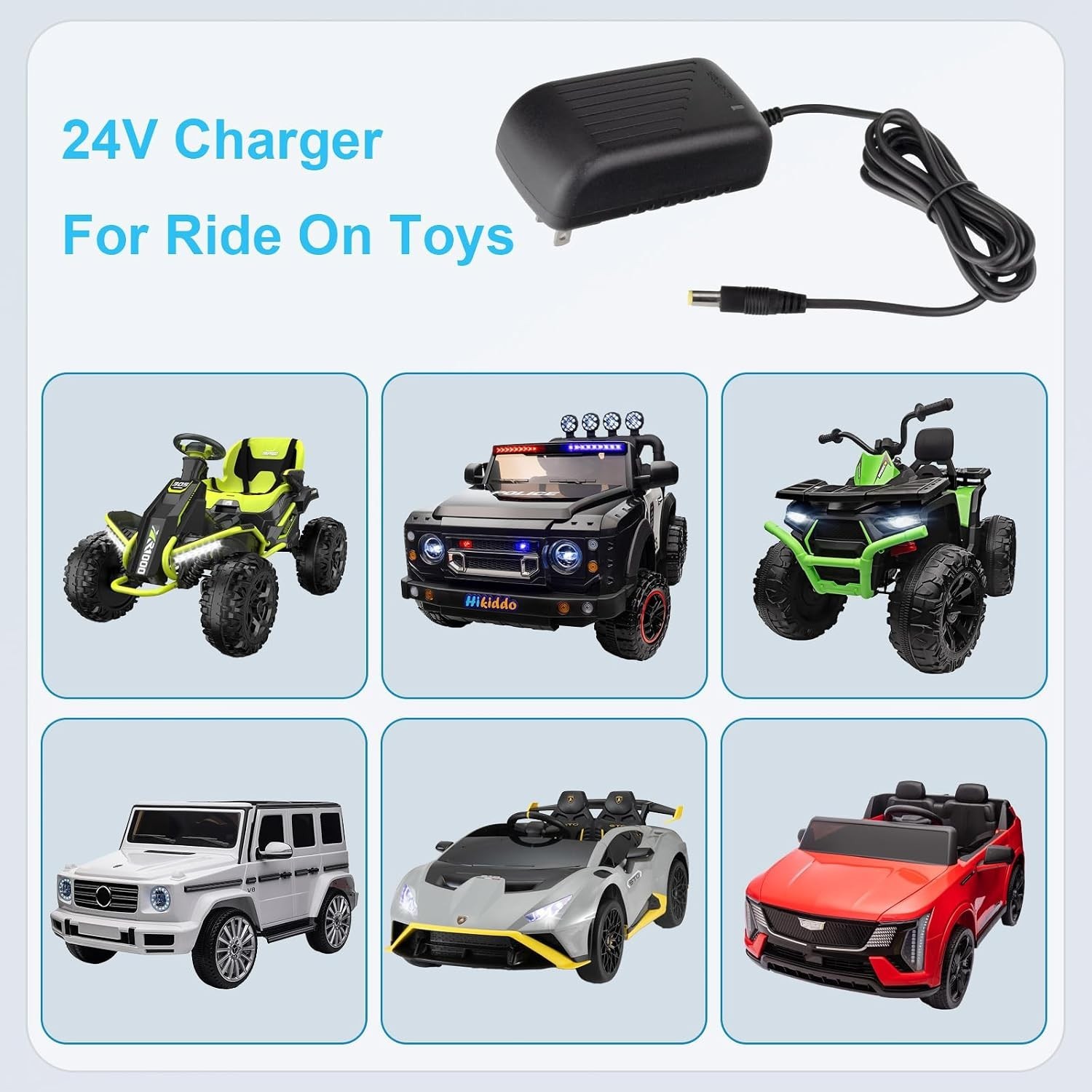 Efficient 24 Volt Charger for Kids Ride-On Cars – LED Charging Status Included
