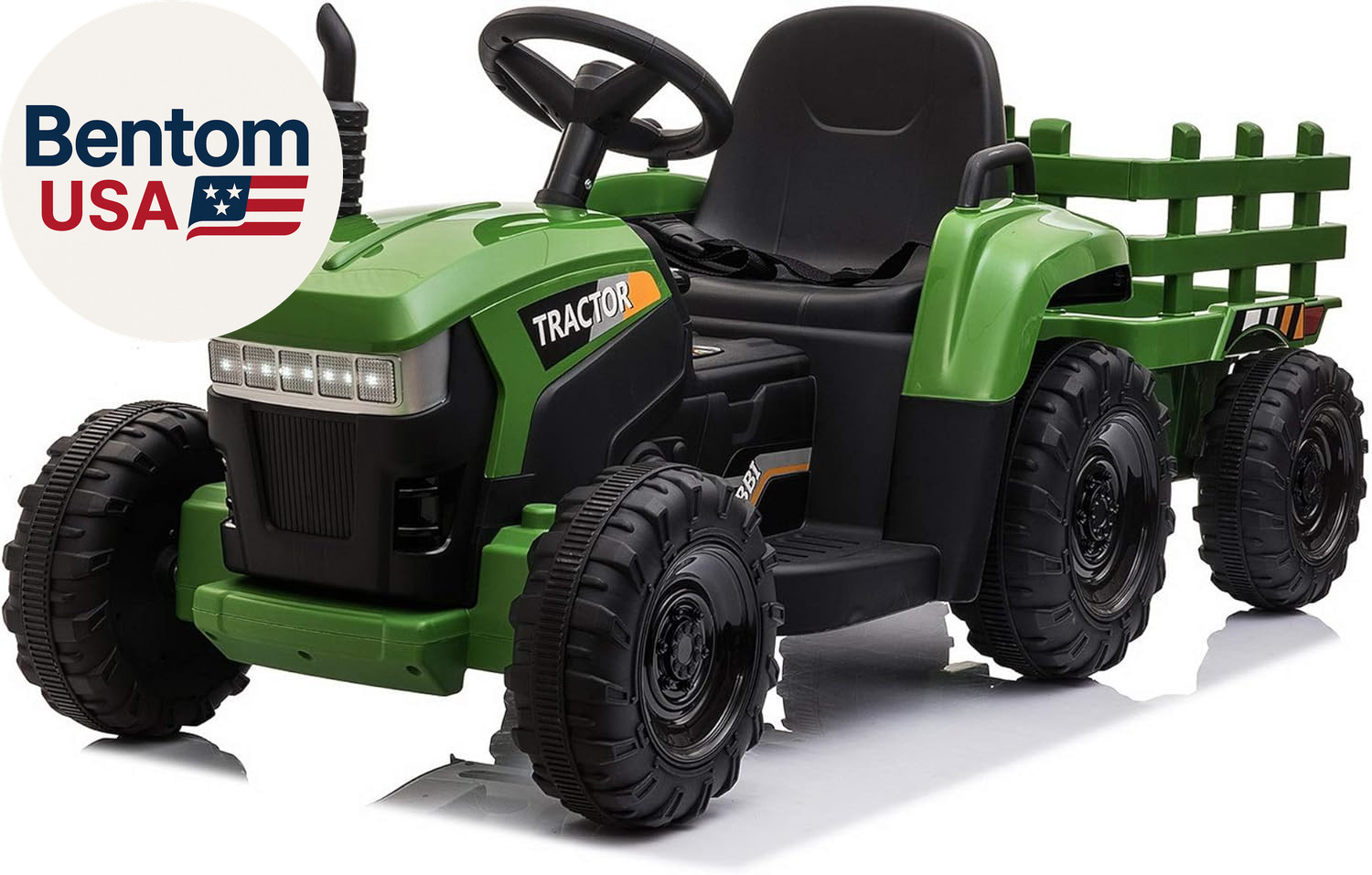 Kids Electric Ride on Toy Tractor, 12V Battery-Powered 4 Wheels Ride on Car with
