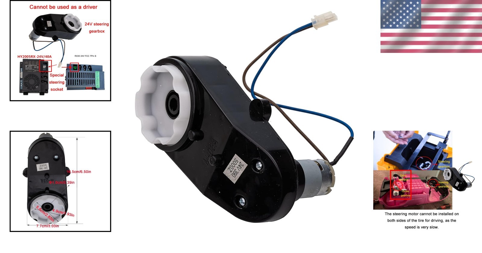 Compact RS390 24V Gearbox with 5000 RPM Motor for Effective Steering in Ride-Ons