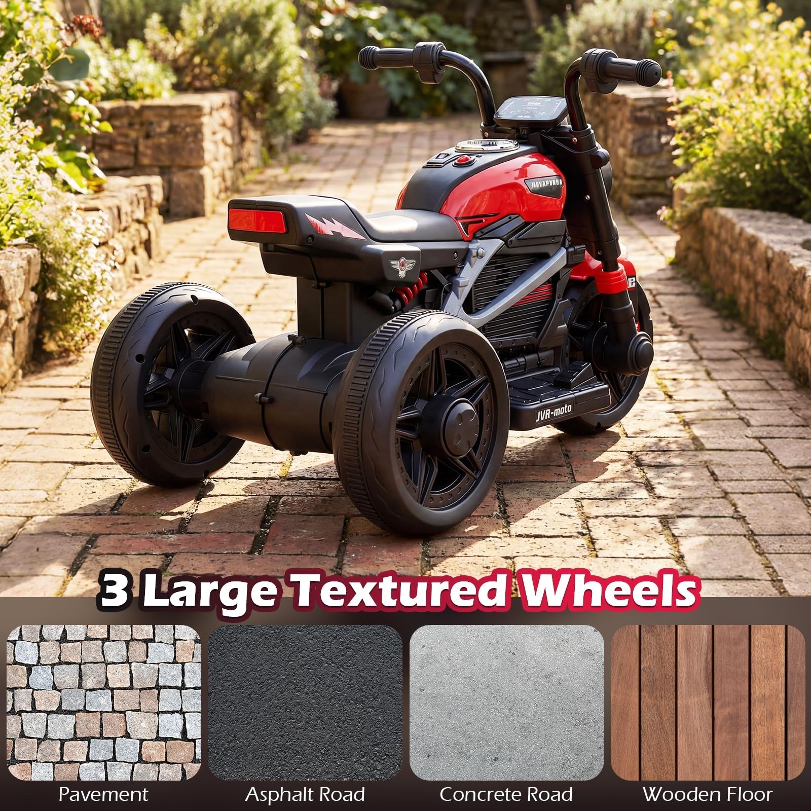6V Electric Toddler Motorcycle Ride-On Toy, 3-Wheel Chopper with LED Lights & Mu