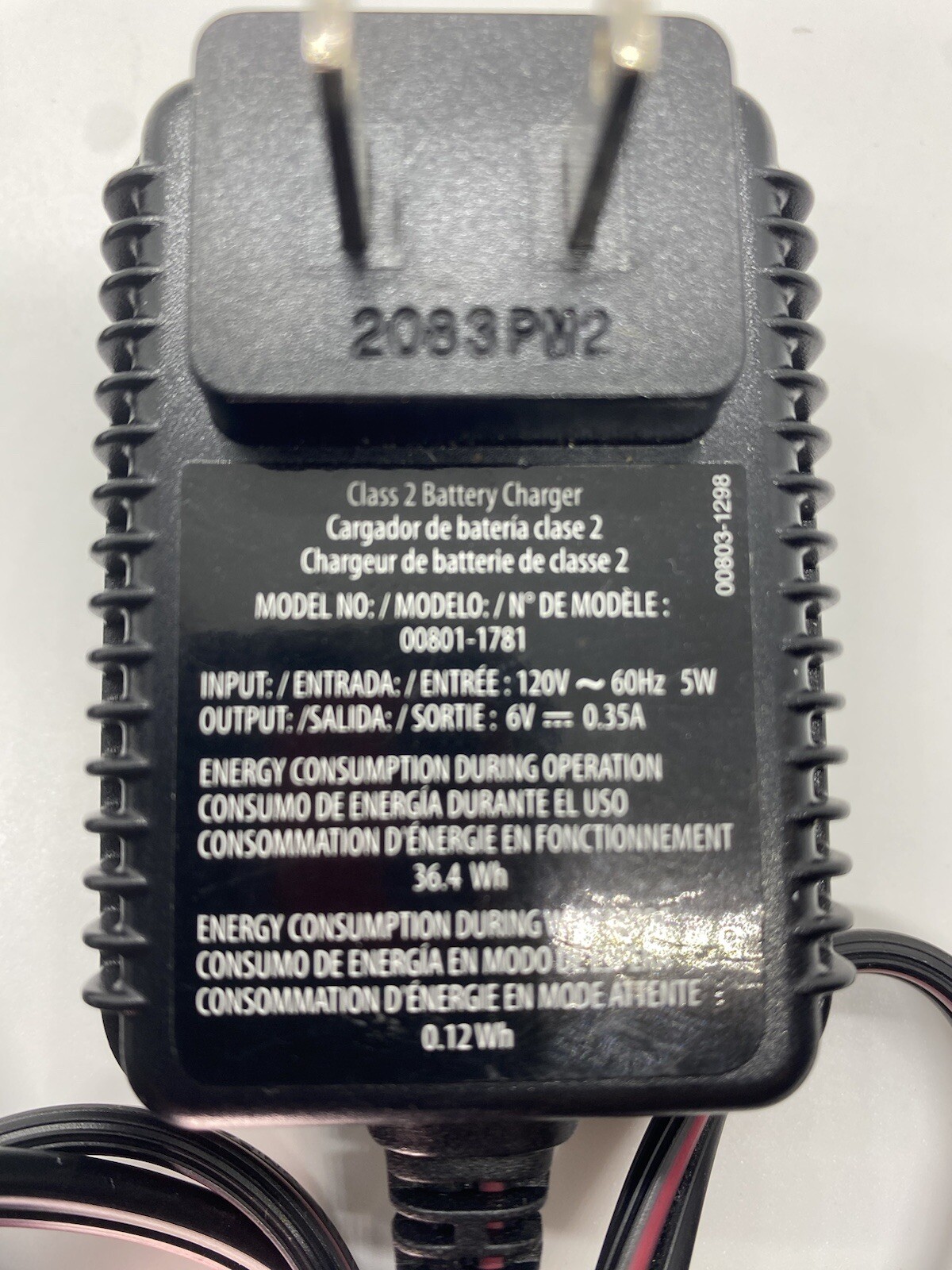 12-Volt Charger for Power Wheels Model 00801-1781