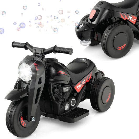 6V Kids Electric Ride on Motorcycle with Bubble Maker and Music-Black – Color: B