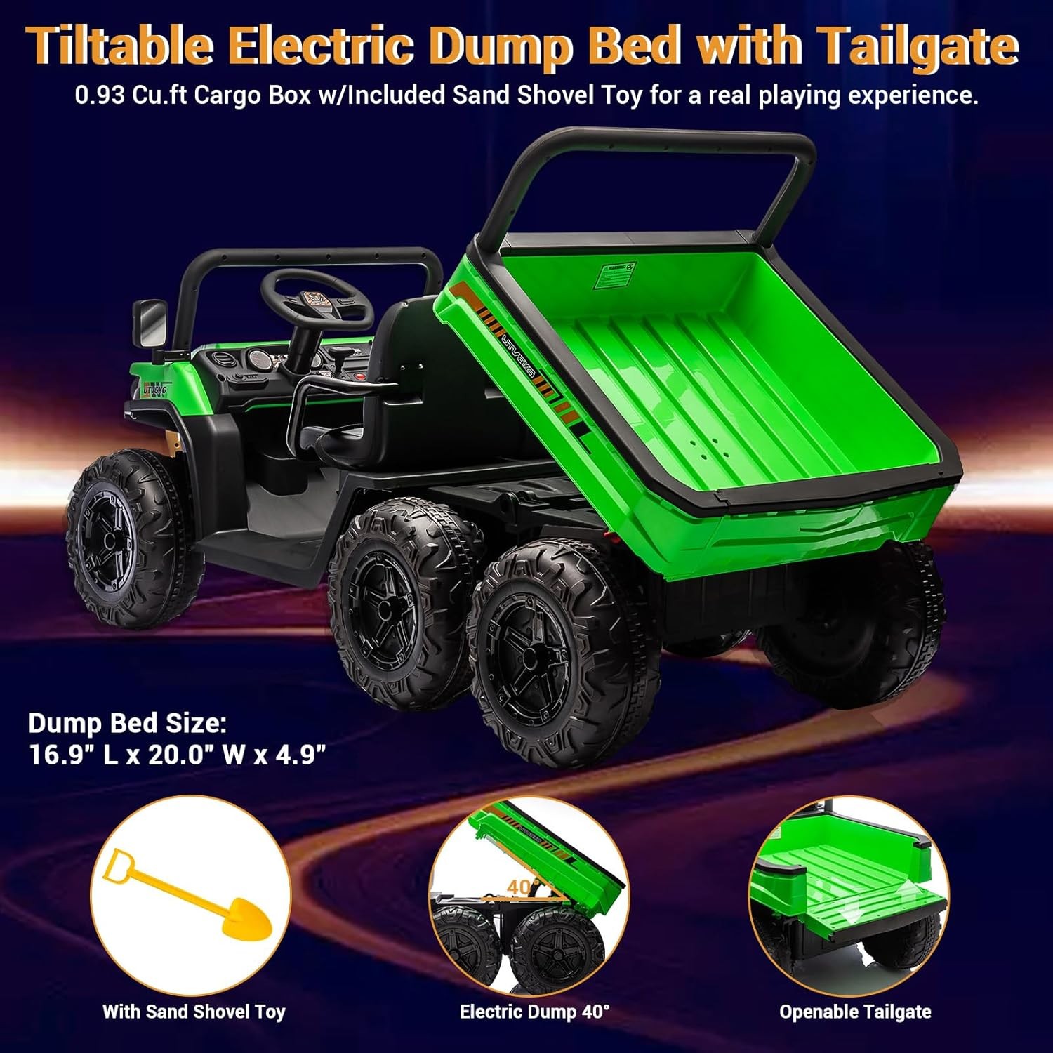 Kids 24V Ride On Dump Truck UTV Electric Ride On Car Toys Vehicles w/ Dump Bed