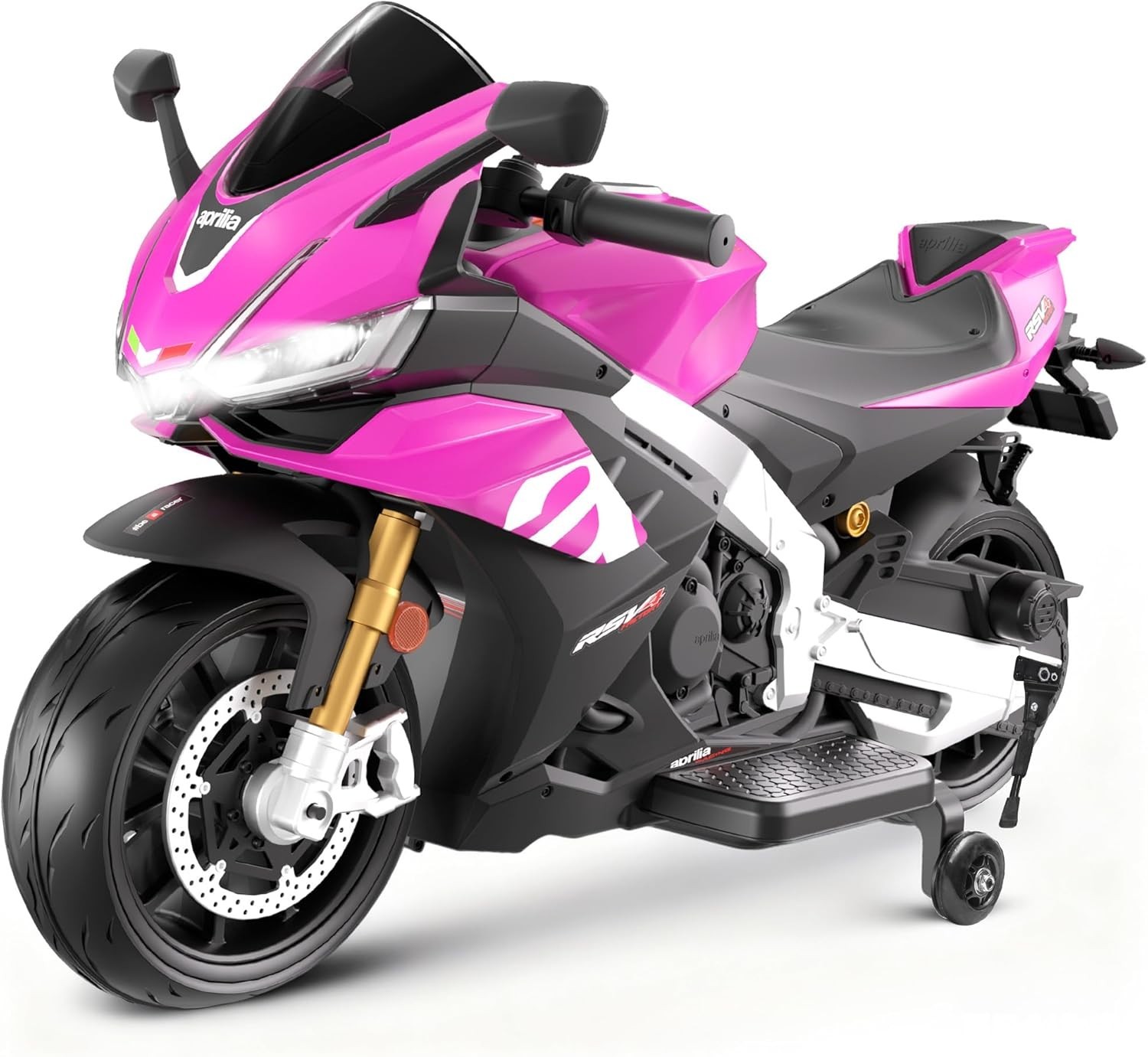 Pink 24V Kids Electric Motorcycle 6mph Girl Ride on Toy with Bluetooth LED MP3