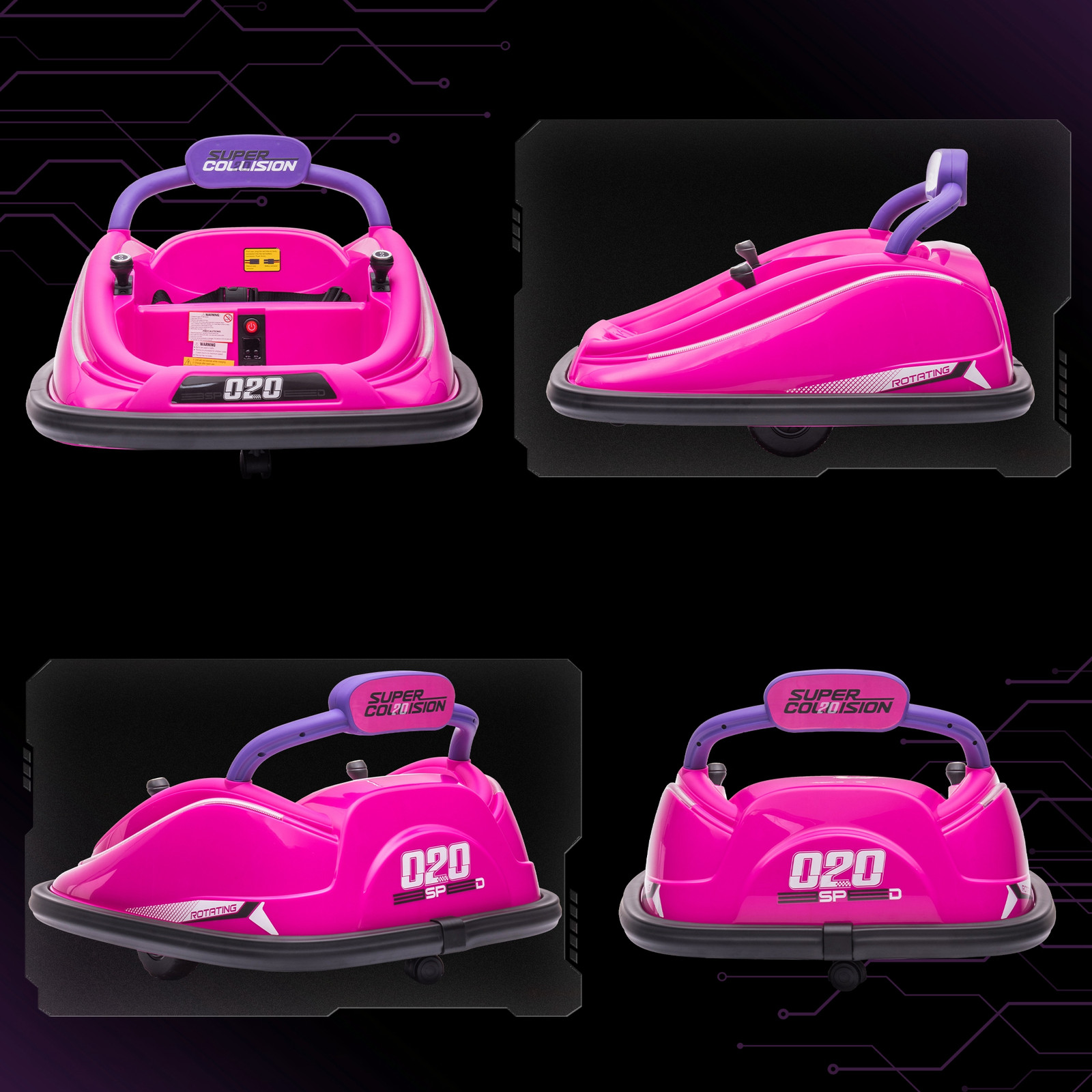 12V Bumper Car for Kids Ride-On Toy w/ Parent Remote Control, Black