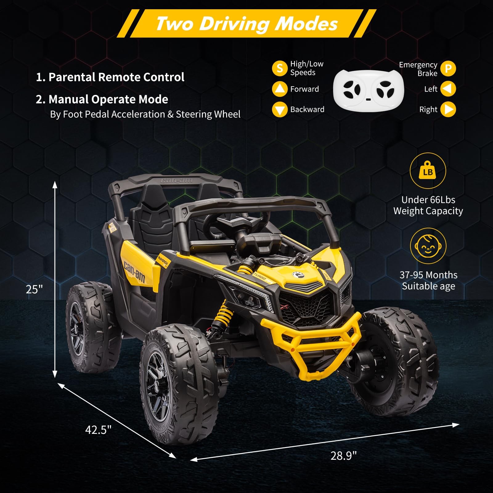 Hetoy 12V 7AH Kids Ride On Car Electric Off-Road UTV Boy Girl Gifts w/ Remote