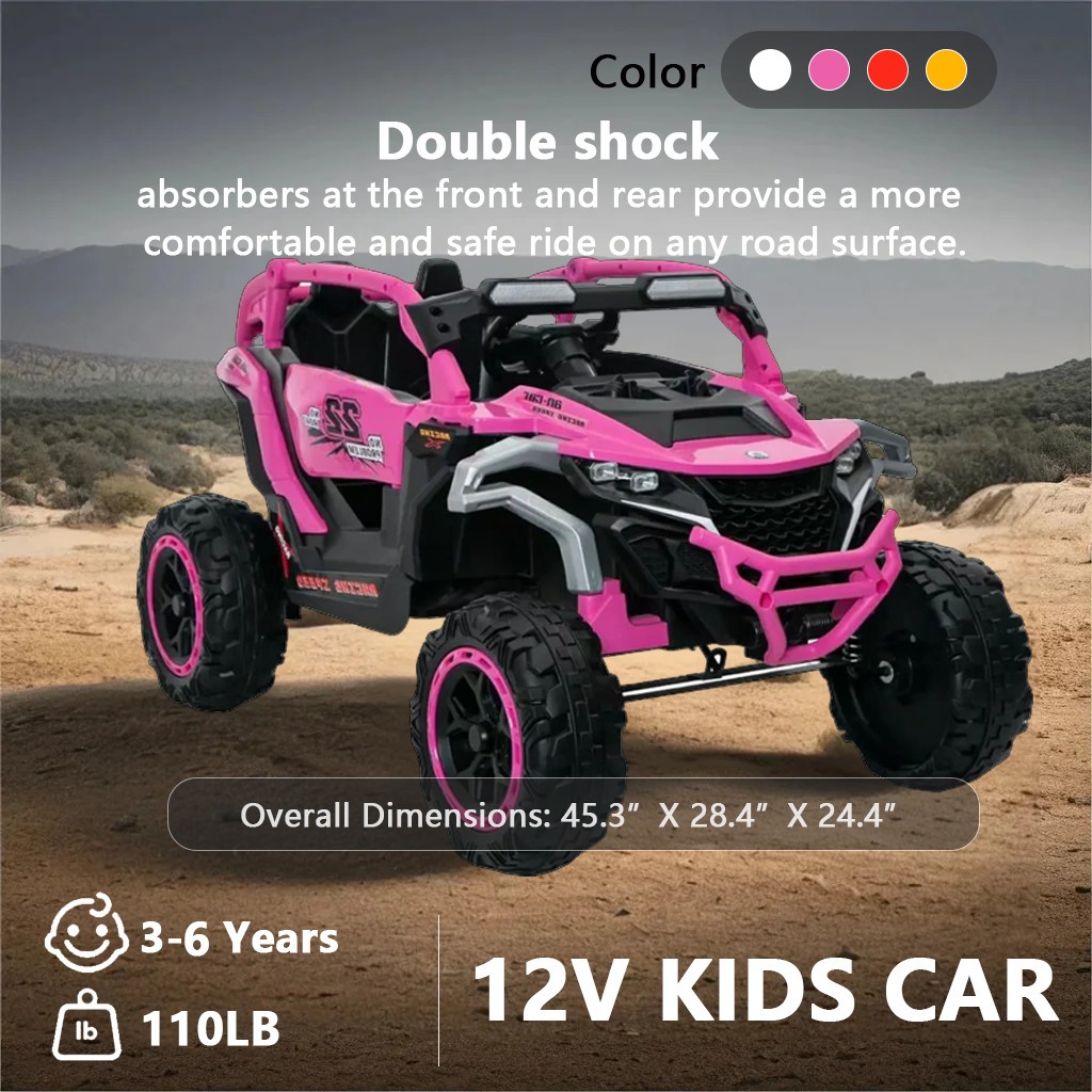 12V Kids UTV 2 Seaters Ride on Truck Electric Car Toy with Remote Flashlights