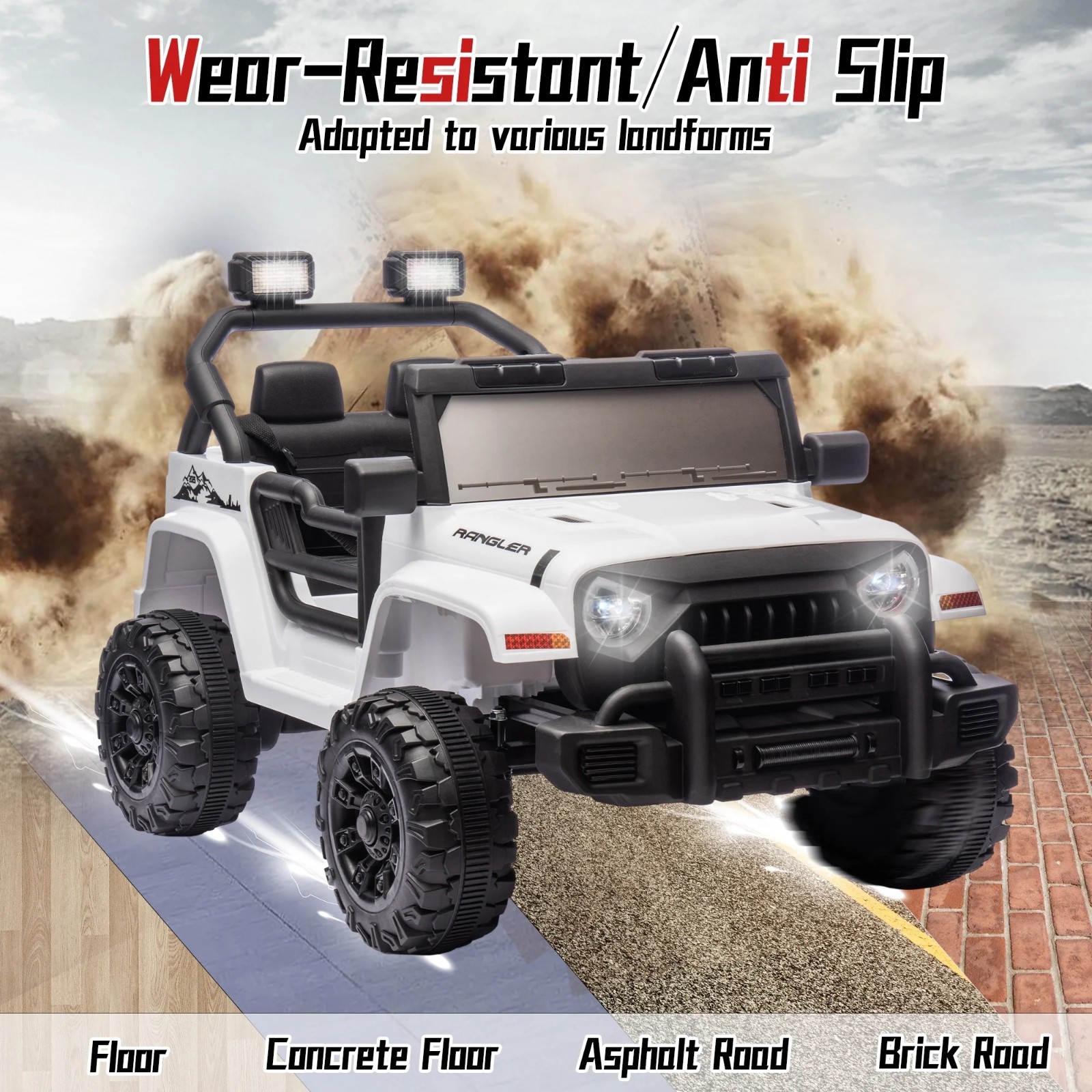 12V Ride On Toys UTV Electric Car for Kids w/Remote, LED,Battery Powered,White
