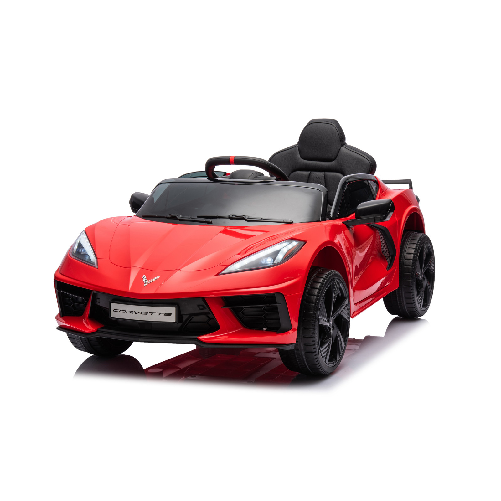 12V Chevrolet Corvette C8 Kids Ride On Car RC Remote Control LED Lights Red