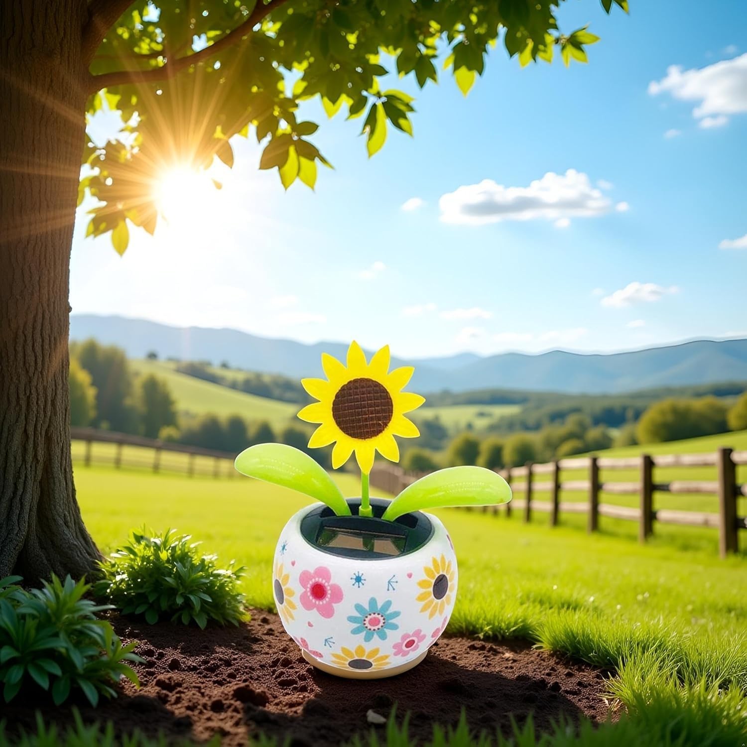 Sunflower Solar Dancing Toys- Bobblehead Dancer Window Sun Standard, Yellow
