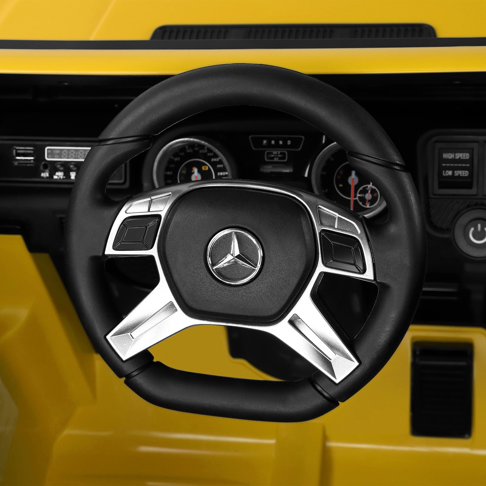 New 12V Battery Kids Yellow Ride On Mercedes-Benz Car w/3 Speed,LED,Music,Remote