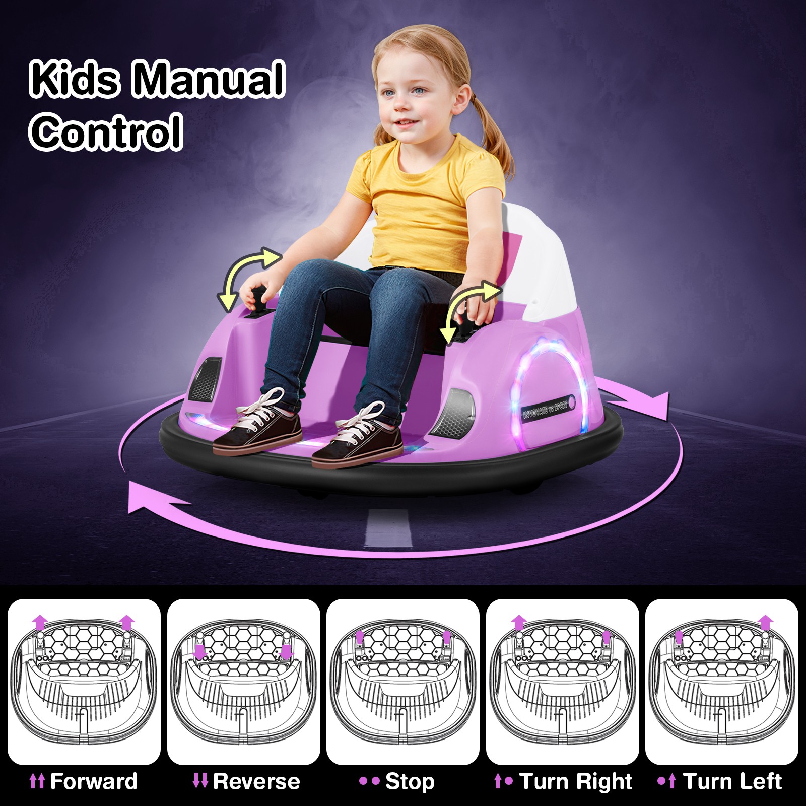 12V Electric 360° Spin Car Toy Ride on Bumper Car for Toddlers w/ Remote Control