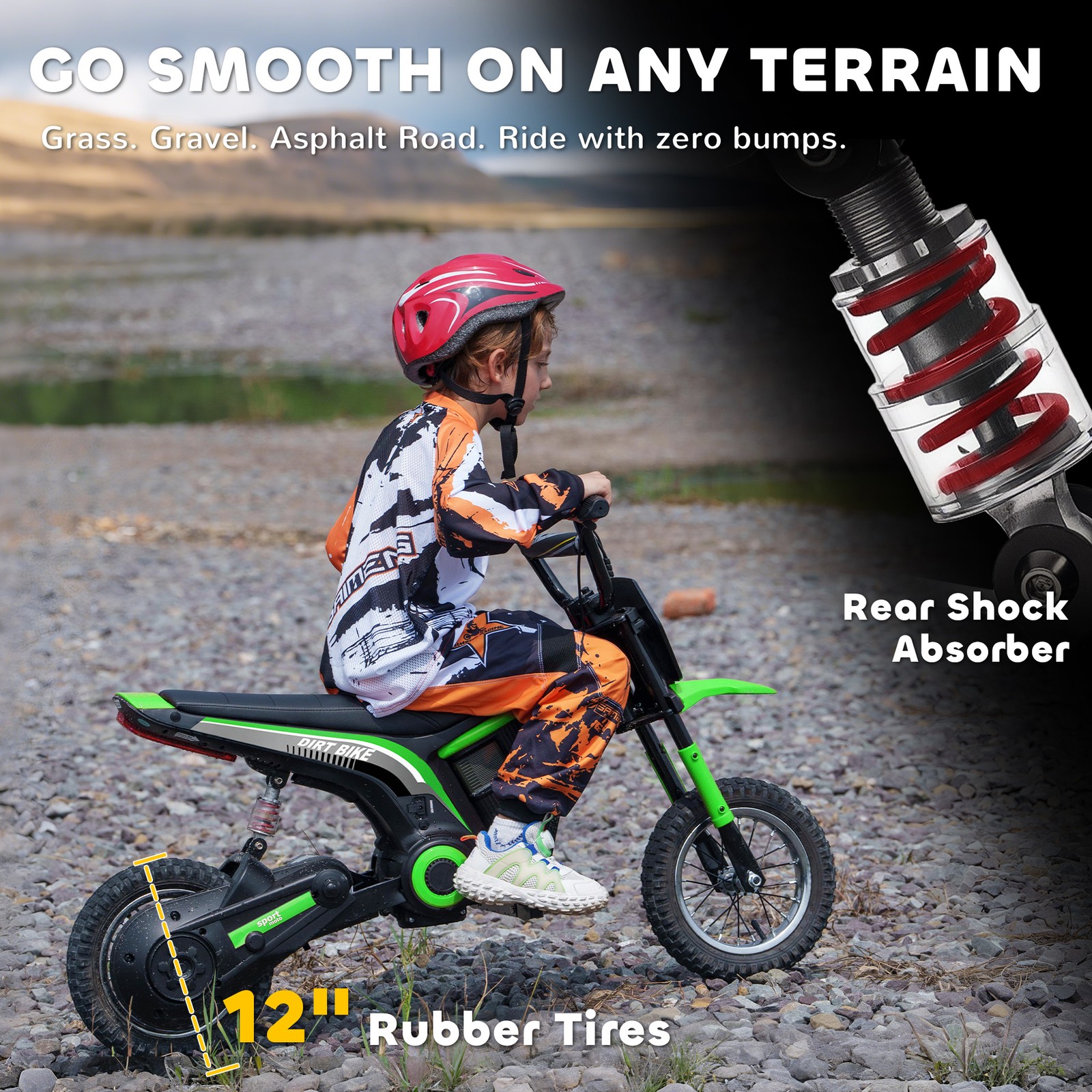 24V 350W 15 MPH Electric Dirt Bike Motorcycle w/ Twist Grip, Green