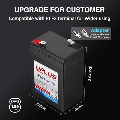 UPLUS 6V 4.5AH Rechargeable Battery, LP6-5.0 SLA AGM Replacement 6V 4.5Ah