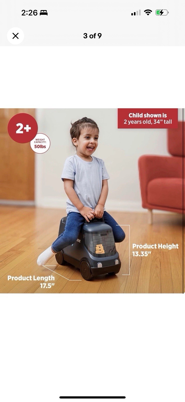 Amazon Delivery Van Ride on Toy for Kids, Blue Toddler Ride on Toy for Ages 2+
