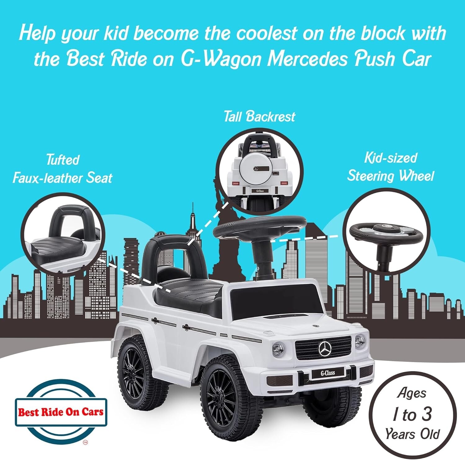 Kids Luxury Push Car G-Wagon with Music and Lights, Perfect for 1-3 Olds