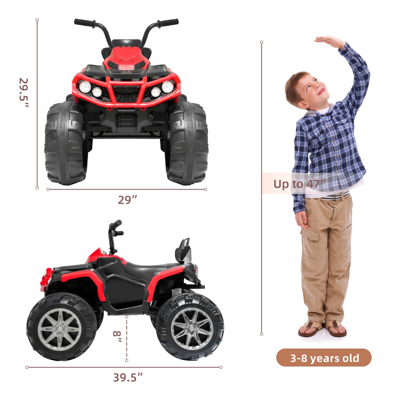 24V Kids Ride on ATV 4 Wheeler Quad Car 4-6mph Top Speed with Low&High Speed MP3