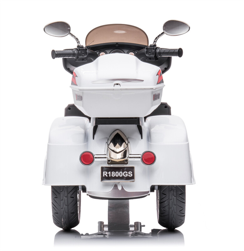 12V Kid Motorcycle Ride On Toy Key Start 3-Wheel 2-Seat Motorbike for 3-6 White