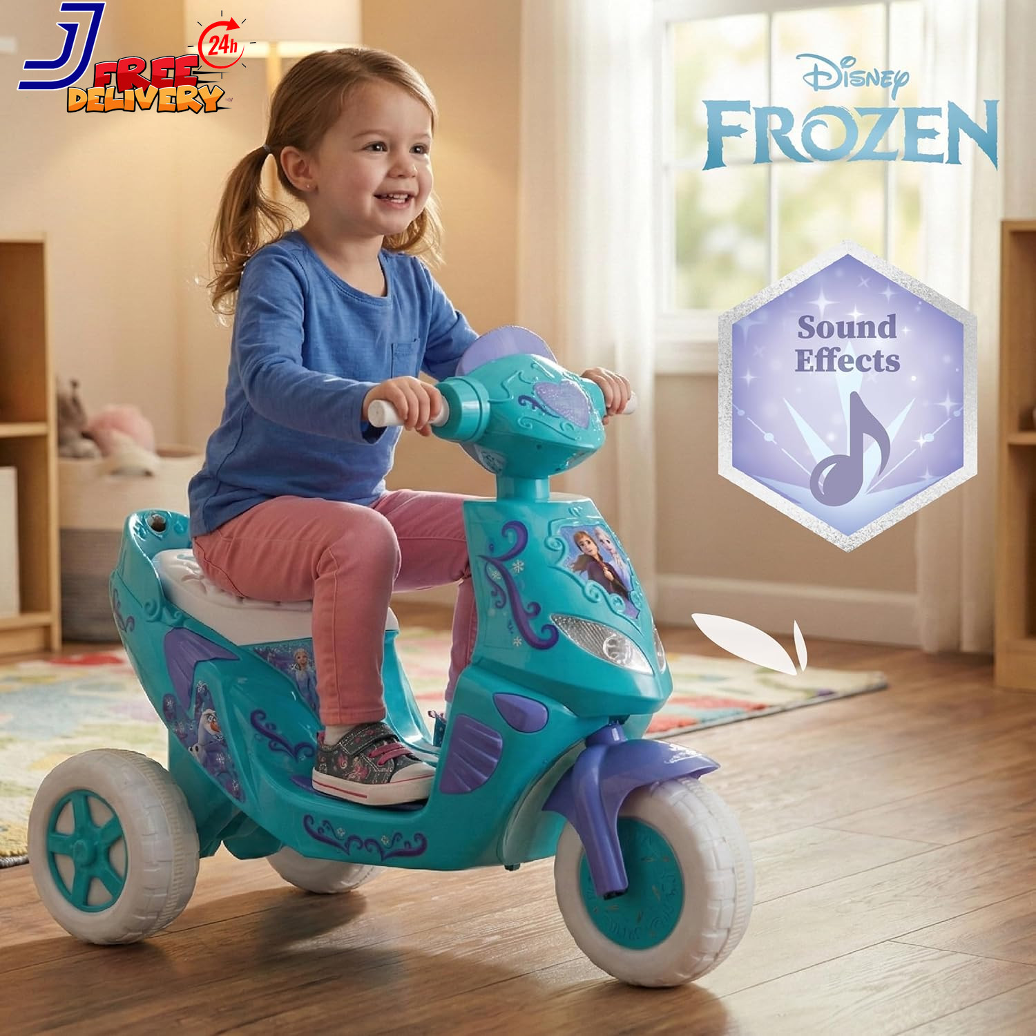 Frozen Kids Scooter Ride on Toy 6 Volt Kids 3-5 Years Max Weight 55 Lbs