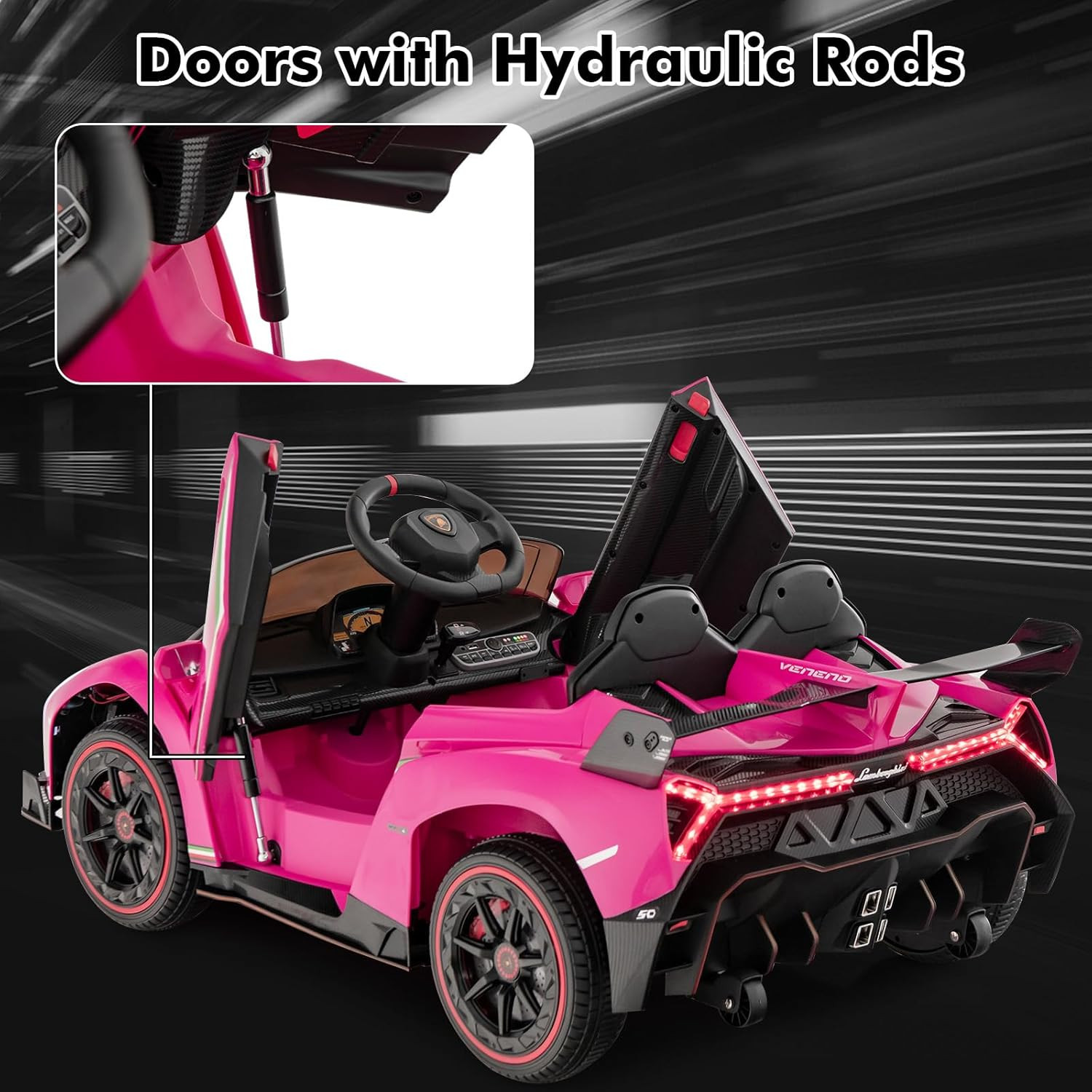 2 Seater Kids Ride on Car, 12V 4WD Licensed Lamborghini Veneno Powered Electric