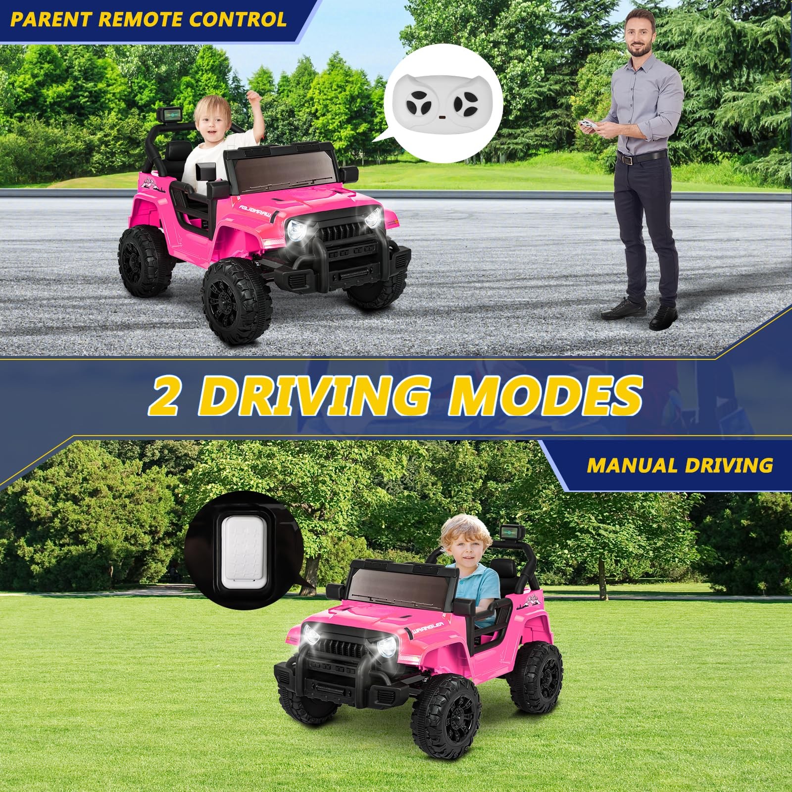 Hlivelood 12V Kids Electric 36.7 inches x 21.7 x 24.4 inches, Pink