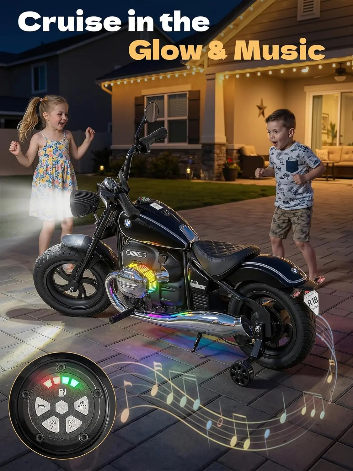 Licensed BMW 24V Electric Motorcycle for Kids 5+, Kids Electric Dirt Bike W/Peak