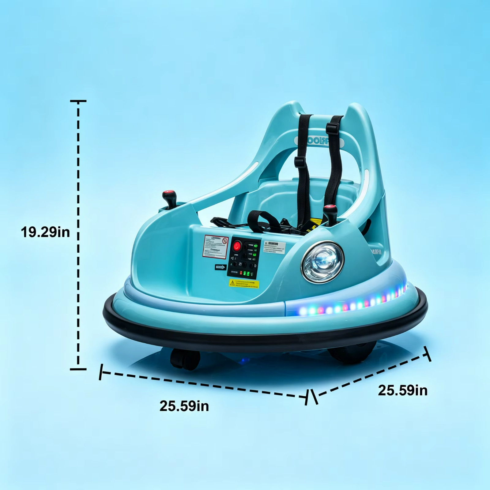 12V Kids Ride On Bumper Car 360° Spin Remote Control LED Bluetooth Safety Belt