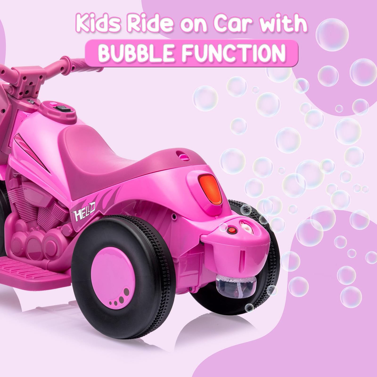 Kids Ride on Bubble Car, Hetoy 6V Battery Powered Electric Large, Pink