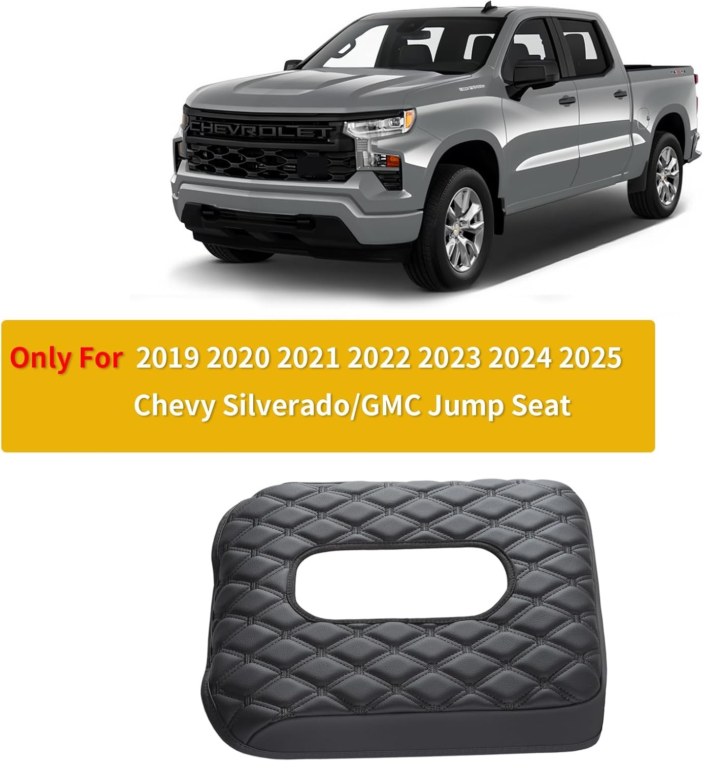 Custom Center Console Armrest Cover for 2019-24 Chevy Silverado GMC Sierra Black
