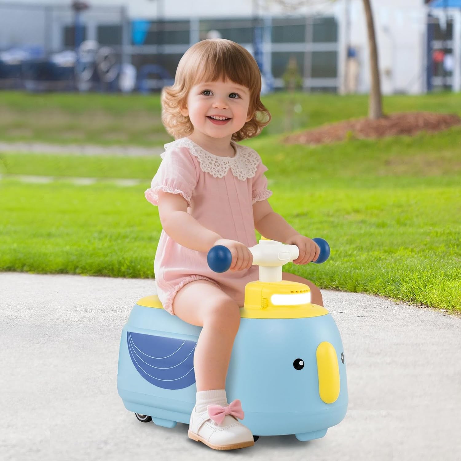 Ride On Push Car with Trailer, Indoor Outdoor Toddler Riding Toys w/Under-seat