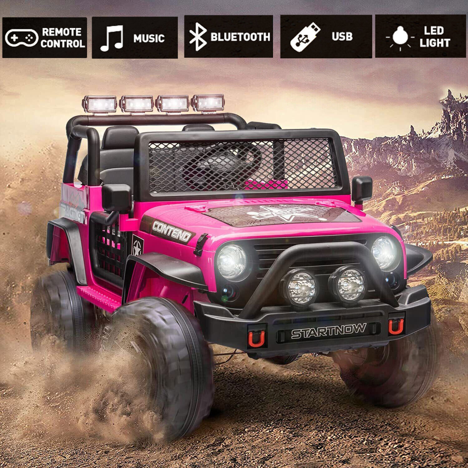 12V Kids Ride On Car Electric Vehicle Truck 2 Seats Off-Road Jeep Remote Control