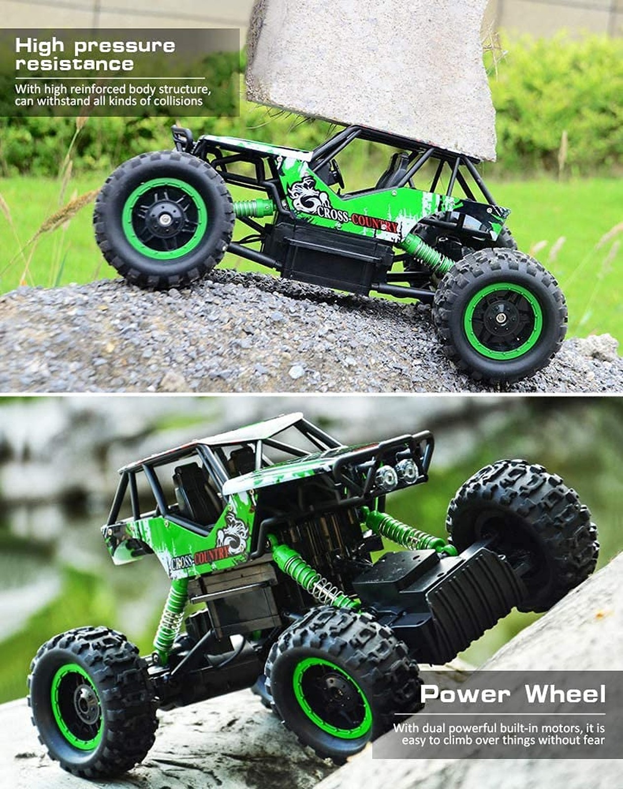 DOUBLE E 1:14 Scale Large Remote Control Car Monster Trucks with Head Lights,…