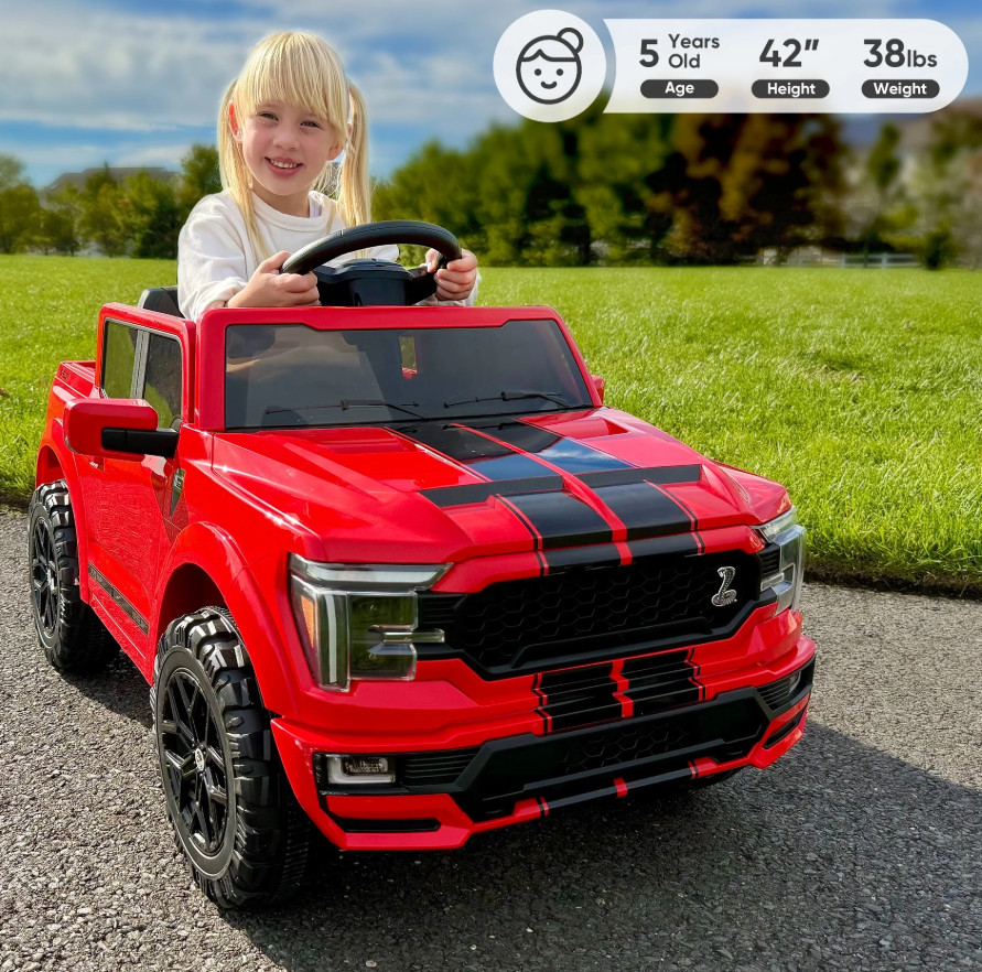 Electric Licensed Ford-Shelby F-150 12V Ride on Truck Kid Car Toddlers Remote Re