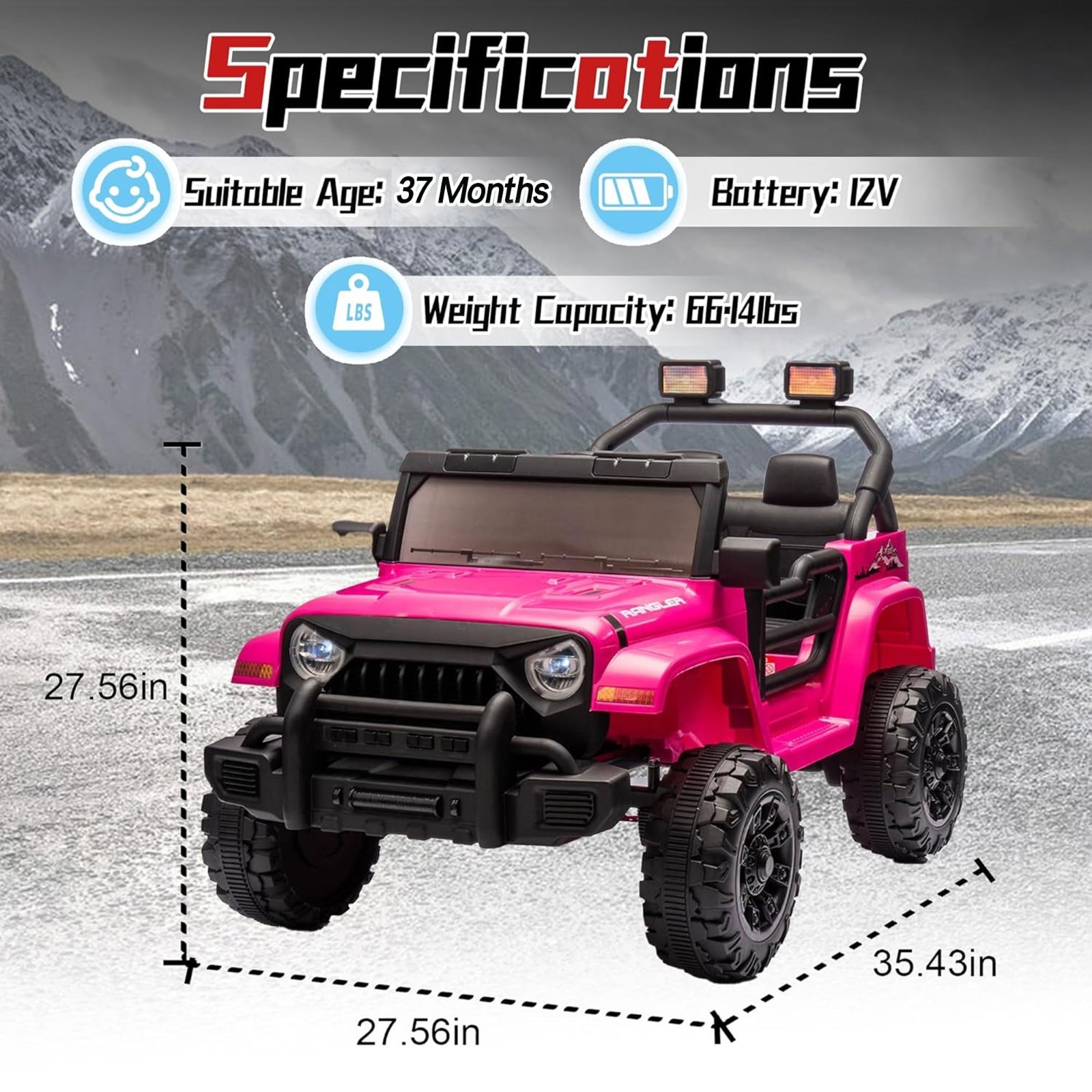 12V Ride On Toys UTV Electric Car for Kids w/Remote, LED,Battery Powered,Pink