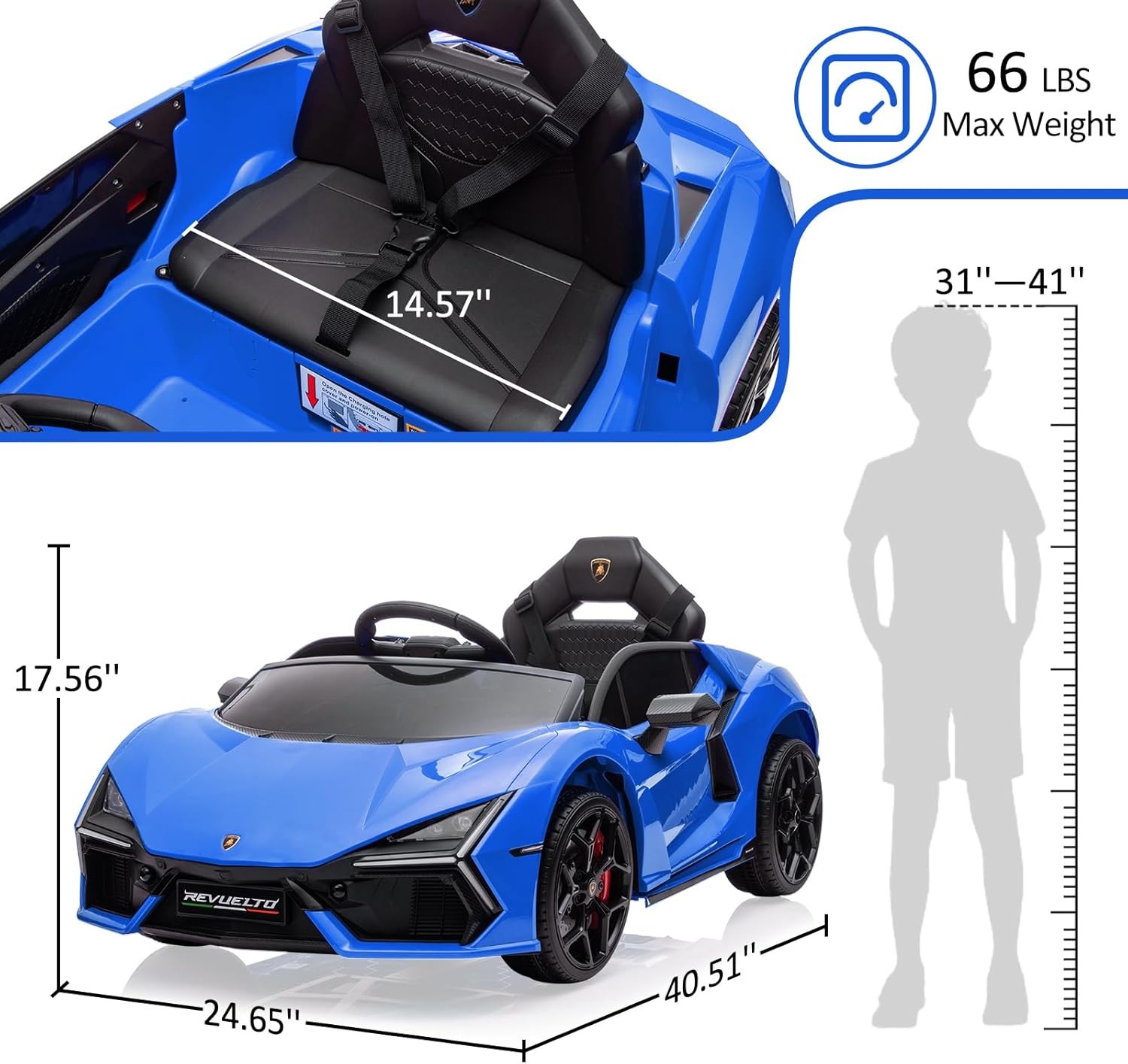 Kids 12V Battery Electric Ride On Car Toy with Remote Control LED Light