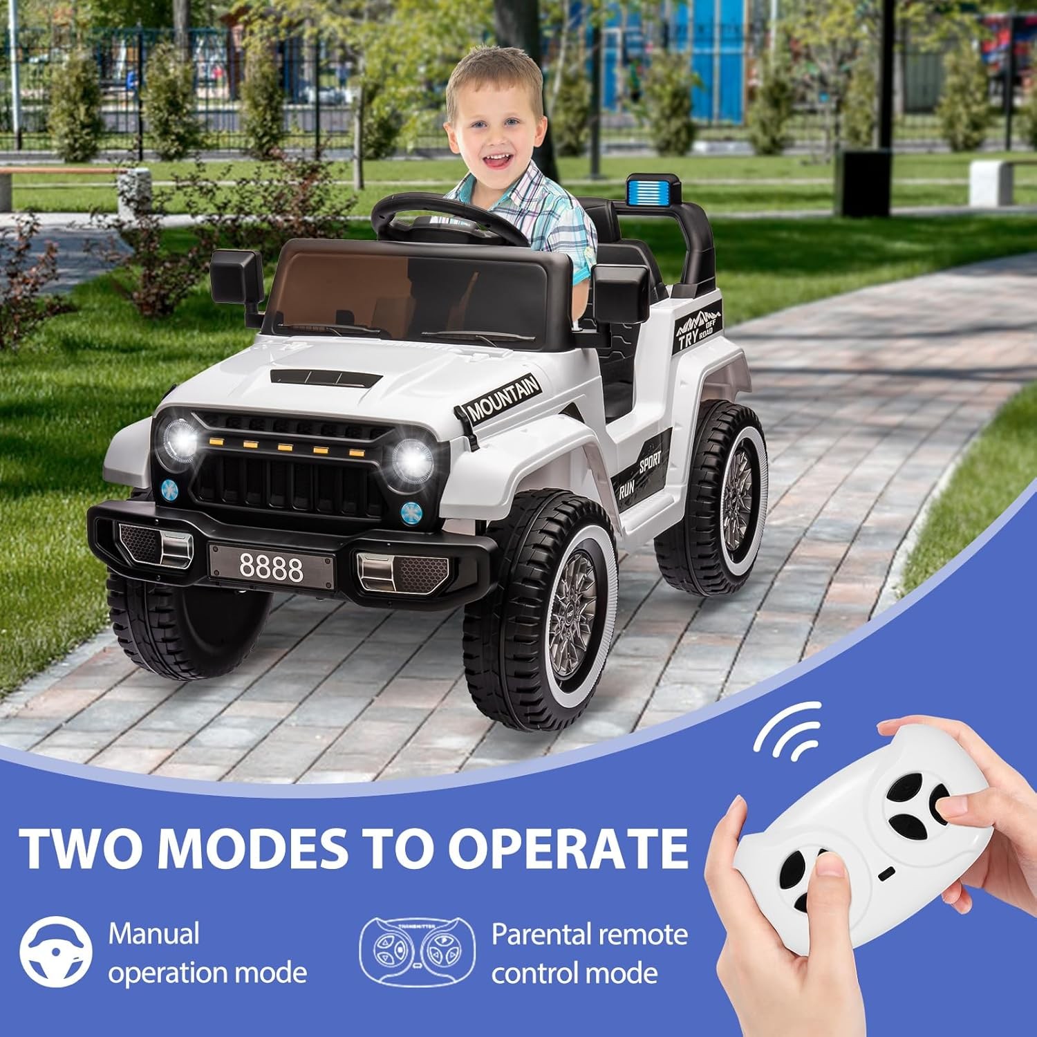 12V Kids Electric Ride-On Truck Car – 3 Speed, MP3, LED Lights, 66 lb Capacity