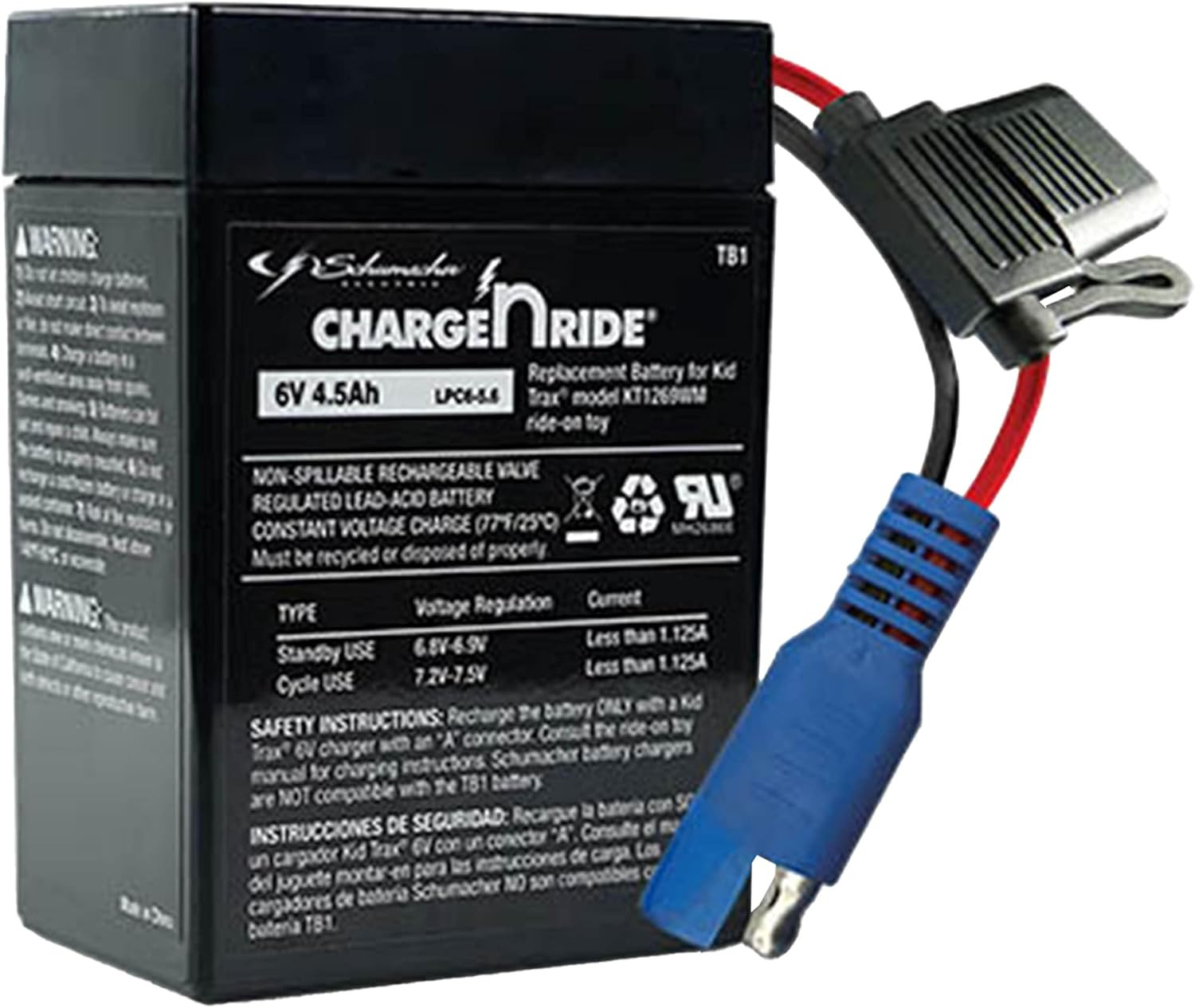 6V Battery for Ride on Toys – 4.5 AH – with Replaceable Fuse – 6 Volt Rechargeab